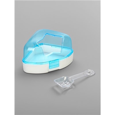 Ванночка для грызунов угловая с лопаткой, 14×10.4 см, голубая