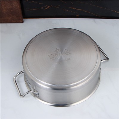 УЦЕНКА Котел 10 л, тройное дно d=320 h=120, ИНДУКЦИЯ, нержавеющая сталь, другая крышка