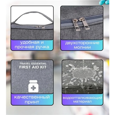 Аптечка домашняя универсальная, походная тканевая сумка для лекарств, дорожный органайзер для медикаментов, водонепроницаемая на молнии для путешествий
