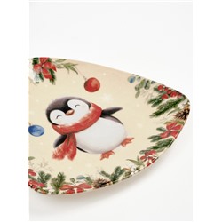 Тарелка новогодняя плоская «Пингвин», 18×18 см
