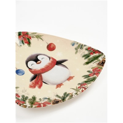 Тарелка новогодняя плоская «Пингвин», 18×18 см