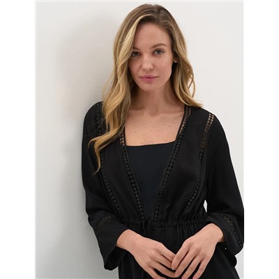 SiSi Туника Si 0614K VISCOSA Туника пляжная жен.(длинный  рукав на кулиске с отделкой) удлиненная