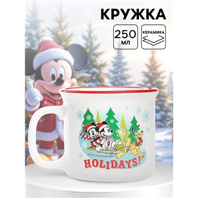 Кружка керамическая новогодняя Holidays, Микки Маус и друзья, 250 мл