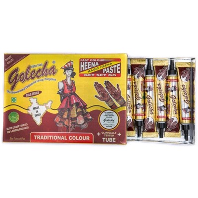 Golecha Хна в трубе Golecha (10 в упаковке), коричневый цвет