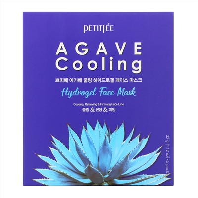 Petitfee, Agave Cooling, гидрогелевая маска для лица, 5 шт. по 32 г (1,12 унции)