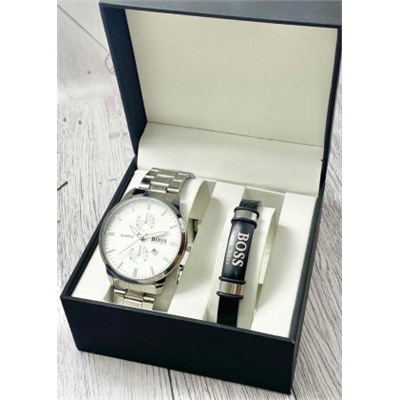 Подарочный набор для мужчины часы и браслет + коробка #22853339