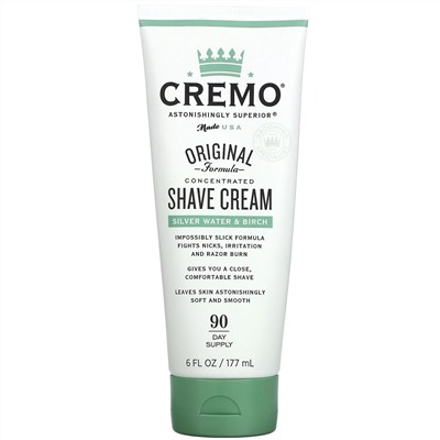 Cremo, Original Formula Concentrated Shave Cream, Silver Water & Birch, 6 fl oz (177 ml)