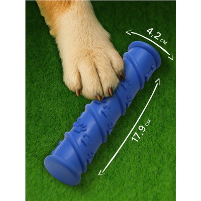 Жевательная игрушка для собак«Палка с лапками», 17.9×4.2 см, с утопленной пищалкой, TPR, синяя