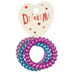 Резинки для волос 3 шт СПИРАЛЬНАЯ ПЕРЛАМУТРОВАЯ МИКС 2-712/227 DecoreMe