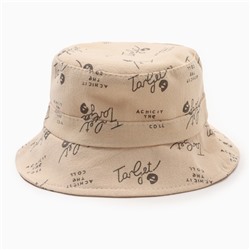 Панама детская MINAKU «Надписи», размер 48-50, бежевая