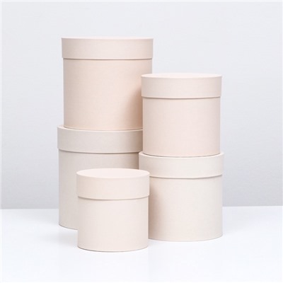 Набор шляпных подарочных коробок 5 в 1 «Ваниль однотонный», 20×20×20 ‒ 13.5×13.5×13.5 см