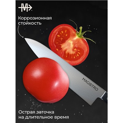 Набор кухонных ножей Magistro Hinshitsu, 3 шт. овощной, универсальный, шеф, нержавеющая сталь, чёрный