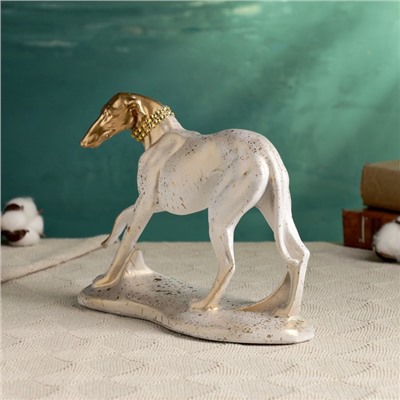 Фигурка полистоун «Борзая», белая с золотым, 25×17 см