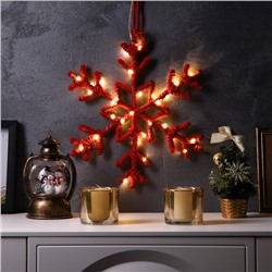 Светодиодная фигура «Снежинка красная» 39 см, 30 LED, батарейки AAx2 (не в комплекте), свечение теплое белое