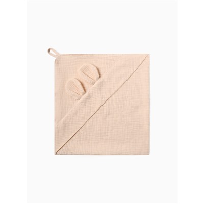 Полотенце - уголок муслиновое «Крошка Я», 75×75 см, хлопок 100%, сливочное