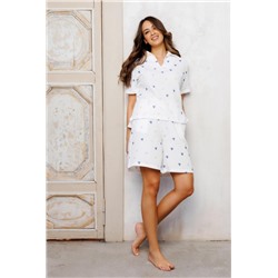 Пижама с шортами муслин 379 (Сердца на молочном)