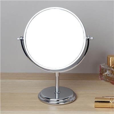 Зеркало настольное круглое двустороннее с увеличением 22 см / 580 /уп 60/d-14