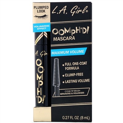 L.A. Girl, Тушь для ресниц Oomph'd Mascara, оттенок Super Black, 8 мл