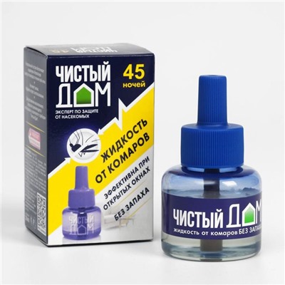 Дополнительный флакон-жидкость от комаров «Чистый дом», без запаха, 45 ночей