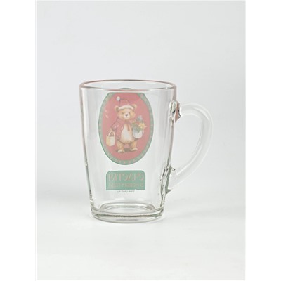 Кружка новогодняя стеклянная «Мишка», 300 мл