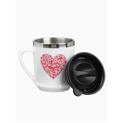 Термокружка, 350 мл, «Счастье в моментах», сохраняет тепло 3 ч, белая