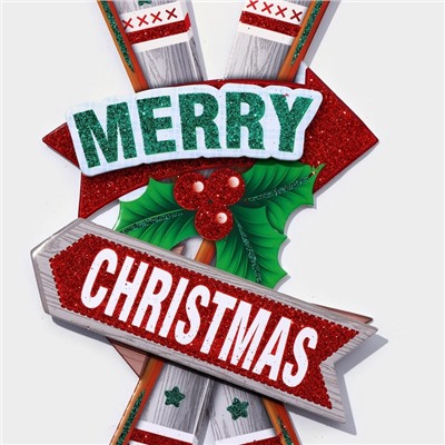 Новогоднее украшение настенное «Лыжи», подвеска, 42.5×17