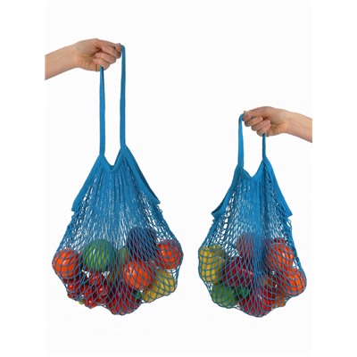 Набор 2 шт.: сумка-авоська плетёная, клетка 1.5 см, синяя