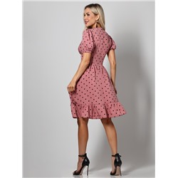 Платье с оборкой в горошек