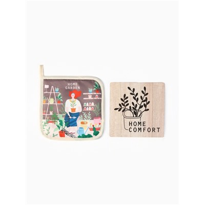 Набор кухонный «Доляна» Home, подставка 15×15 см, прихватка 17×17 см