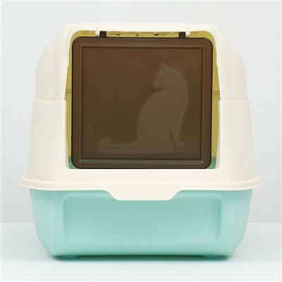 Туалет закрытый, 36×51×34 см, с откидным верхом, пластик, голубой