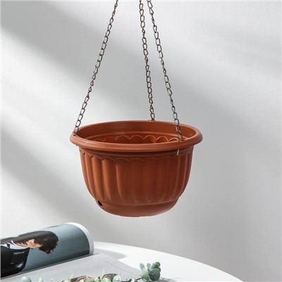 Кашпо для цветов подвесное с дренажной сеткой «Веста», 2 л, пластик, коричневое