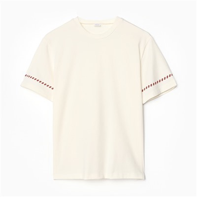 Футболка женская с красным кантом Basic line, молочная, размер 52