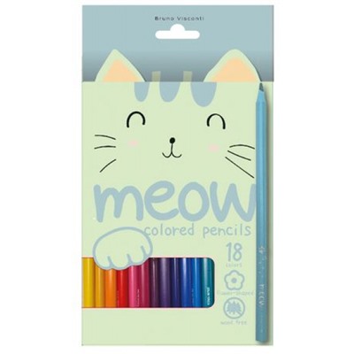 Карандаши пластиковые 18цв "MEOW" 30-0133 Bruno Visconti