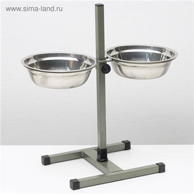 Подставка с мисками, 2×1.5 л, высота 50 см, разборная, зелёная