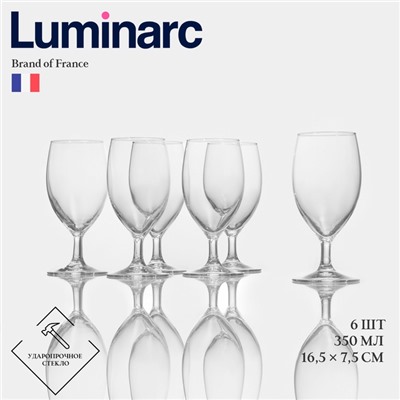 Пивные бокалы Luminarc RAINDROP, 350 мл, 16.5×7.5 см, набор 6 шт., стекло, прозрачные