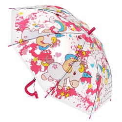 Зонт детский "Страна единорогов" (50см.) бело-розовый
