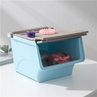 Контейнер пластиковый для хранения с крышкой-полкой, 17×11×11 см, МИКС