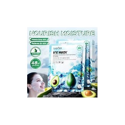SADOER Питательная и охлаждающая тканевая маска для лица с экстрактом авокадо.