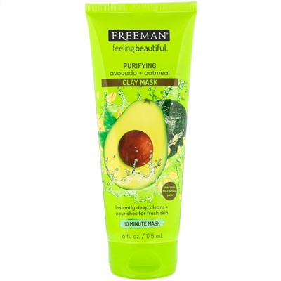 Freeman Beauty, Feeling Beautiful, очищающая маска из глины, авокадо + овсянка, 175 мл (6 жидк. унций)