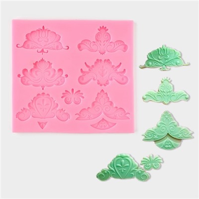 Молд для заливки «Вензеля», силикон, 13.6×12.6×0.8 см, розовый