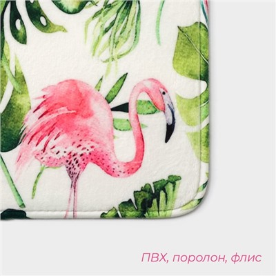Коврики для ванной и туалета Доляна «Фламинго», 2 шт., 40×43 см, 43×73 см