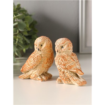 Набор фигурок 2 шт. «Два совенка», 8×8 см, бежевый