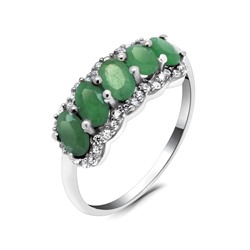Кольцо из серебра изумруд берилл, Принцесса