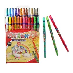 Мелки восковые 24 Crown, Art, Story, выкручивающийся стержень