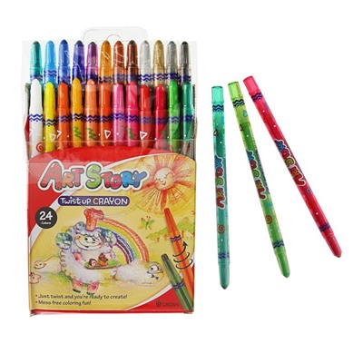 Мелки восковые 24 Crown, Art, Story, выкручивающийся стержень