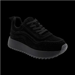 Кроссовки из натуральной кожи ZJ005-1 черные