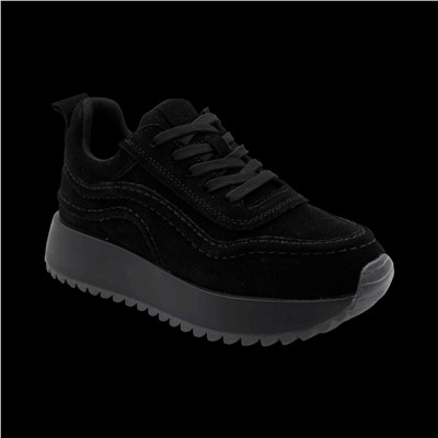 Кроссовки из натуральной кожи ZJ005-1 черные