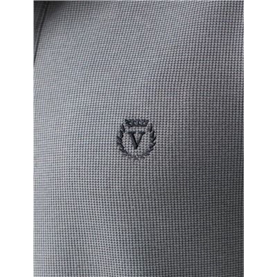 Лонгслив из фактурного трикотажа с плетеным воротником поло с застежкой на пуговицы