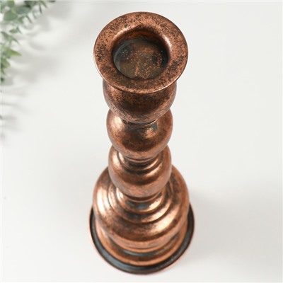 Металлический подсвечник на 1 свечу «Эрмете», состаренная бронза, 13.5×13.5×43.5 см