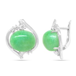 Серьги из серебра нефрит, СПН4204